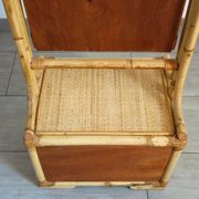 Miroir psyché osier tressé et bambou, années 70/80