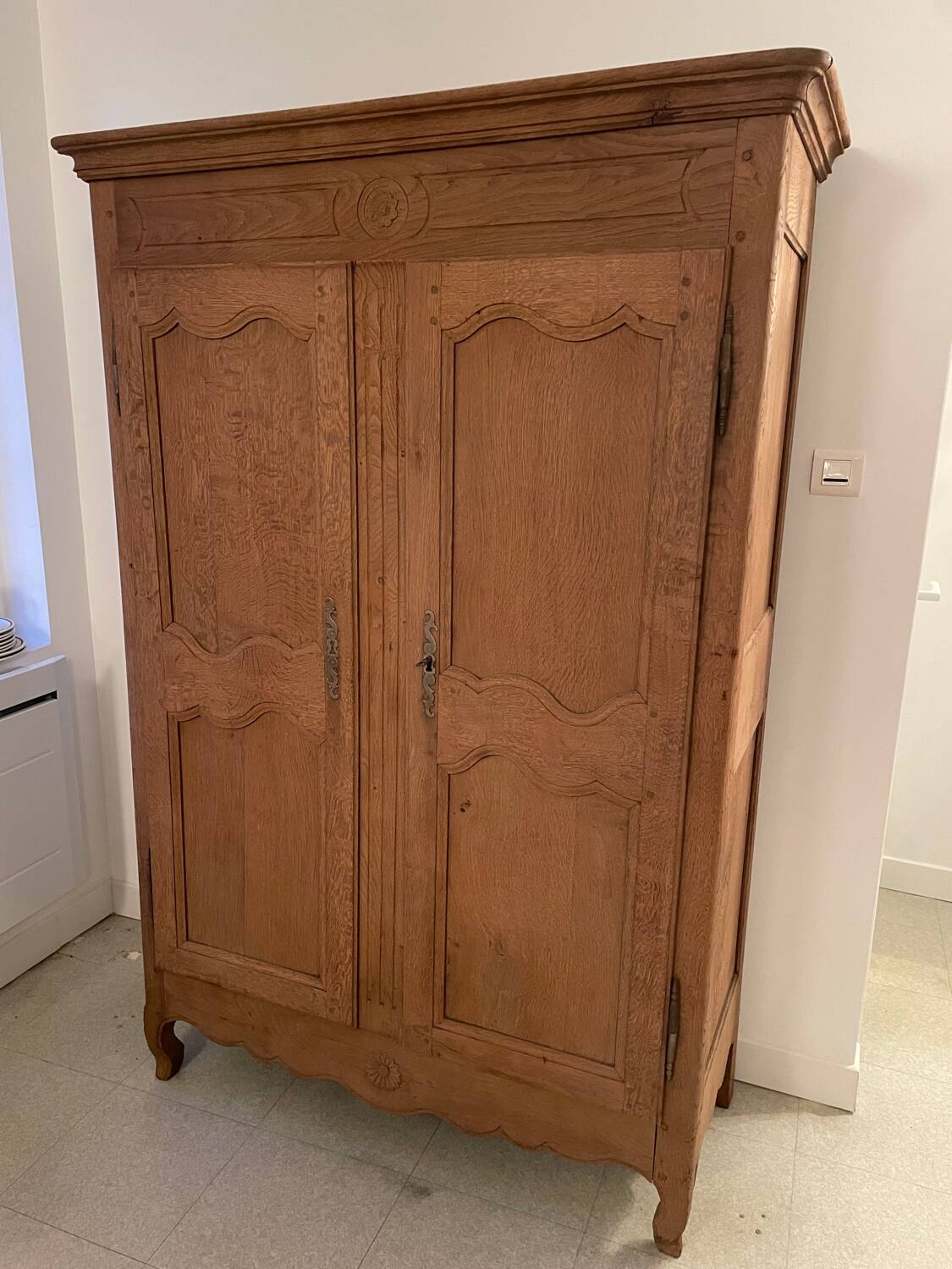 Small 19th century solid oak wardrobe