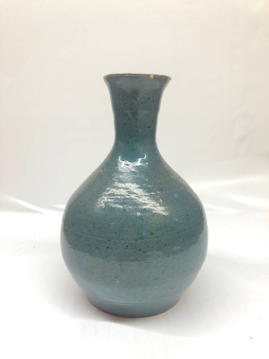 Light blue speckled ceramic vase
