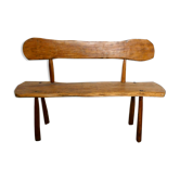 Raw wooden bench with back, for children, 60s