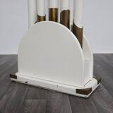 Vintage Postmodern Wood and Brass Coat Rack, 1980s