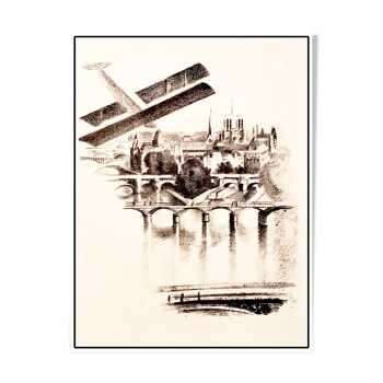 Robert Delaunay, lithographie originale 1926: Les ponts et Notre Dame