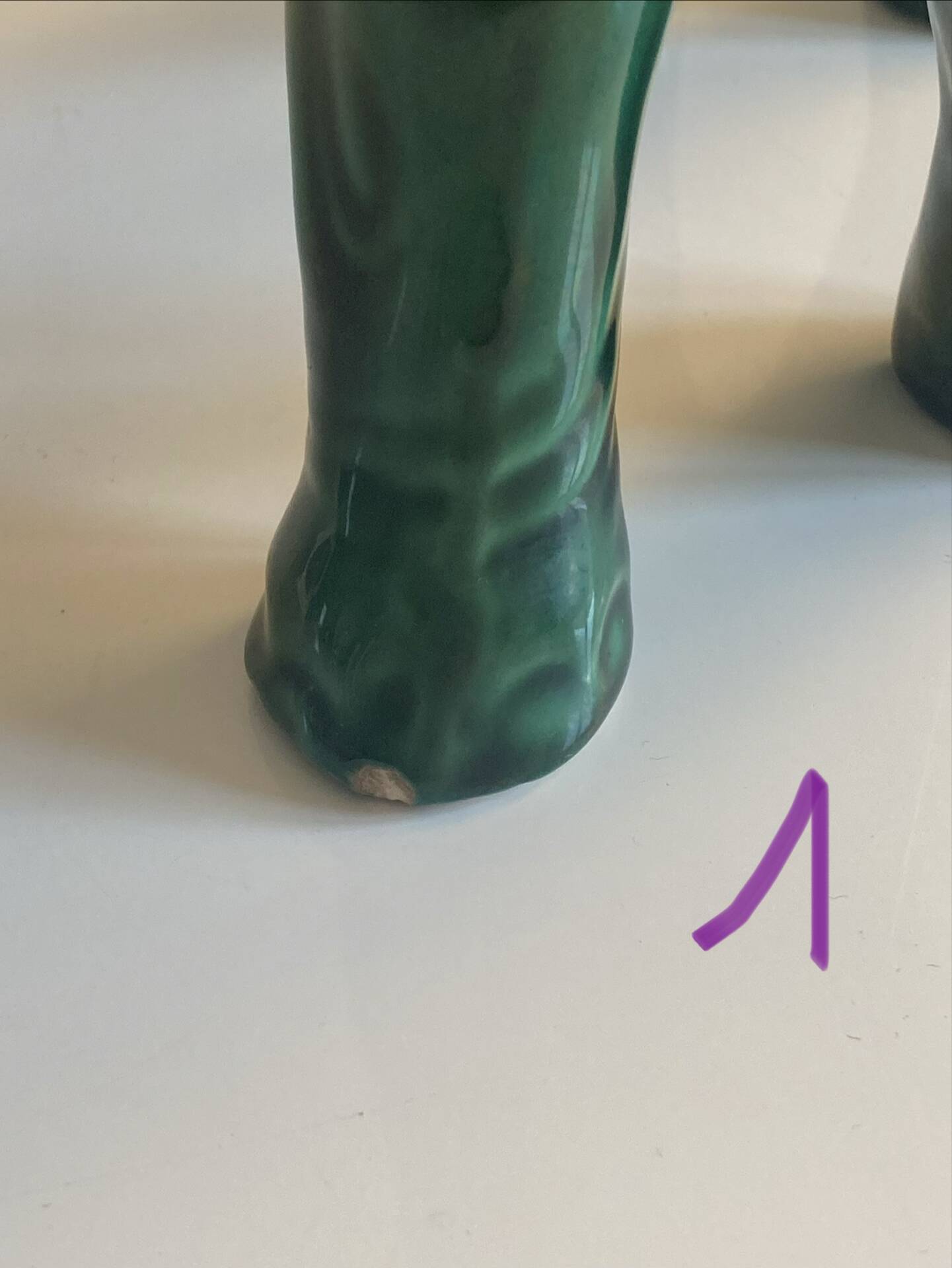 Pair of marbled faience elephants from Saint Clément