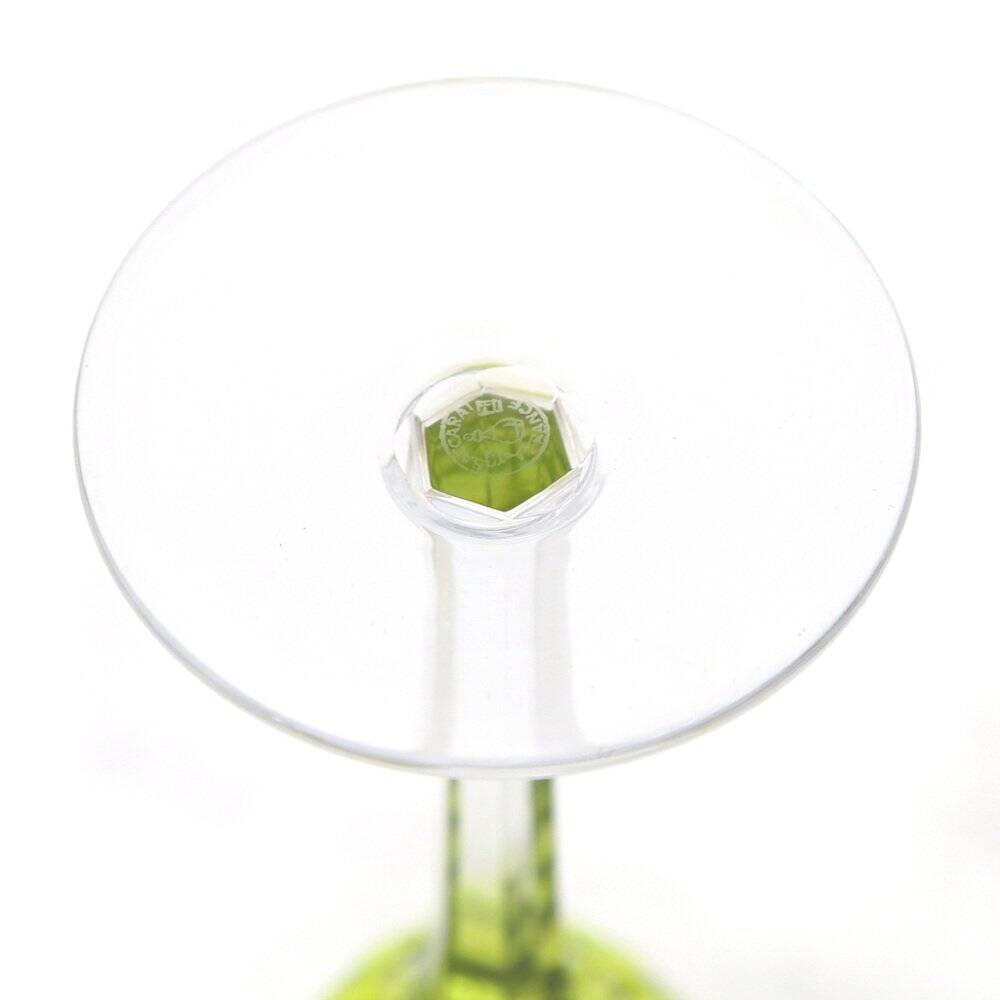Armagnac wine glasses in green crystal by Baccarat, 1970s, set of 6.