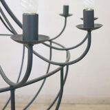 Vintage Large Iron Balloon Chandelier, 12 Bulbs