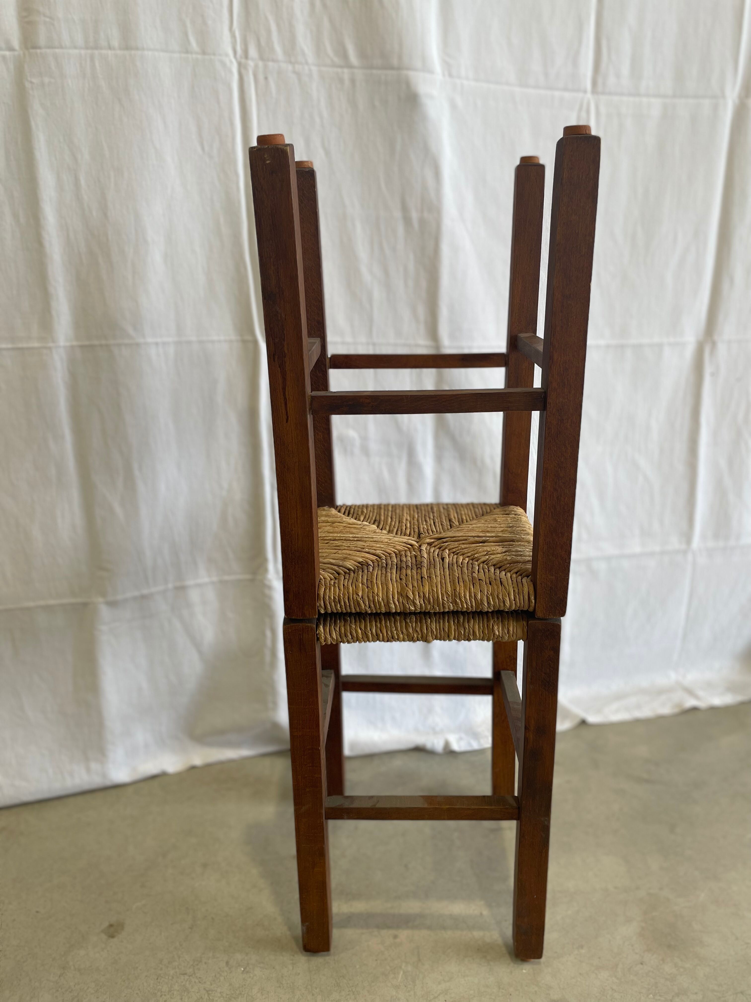 Pair of straw and wood stools
