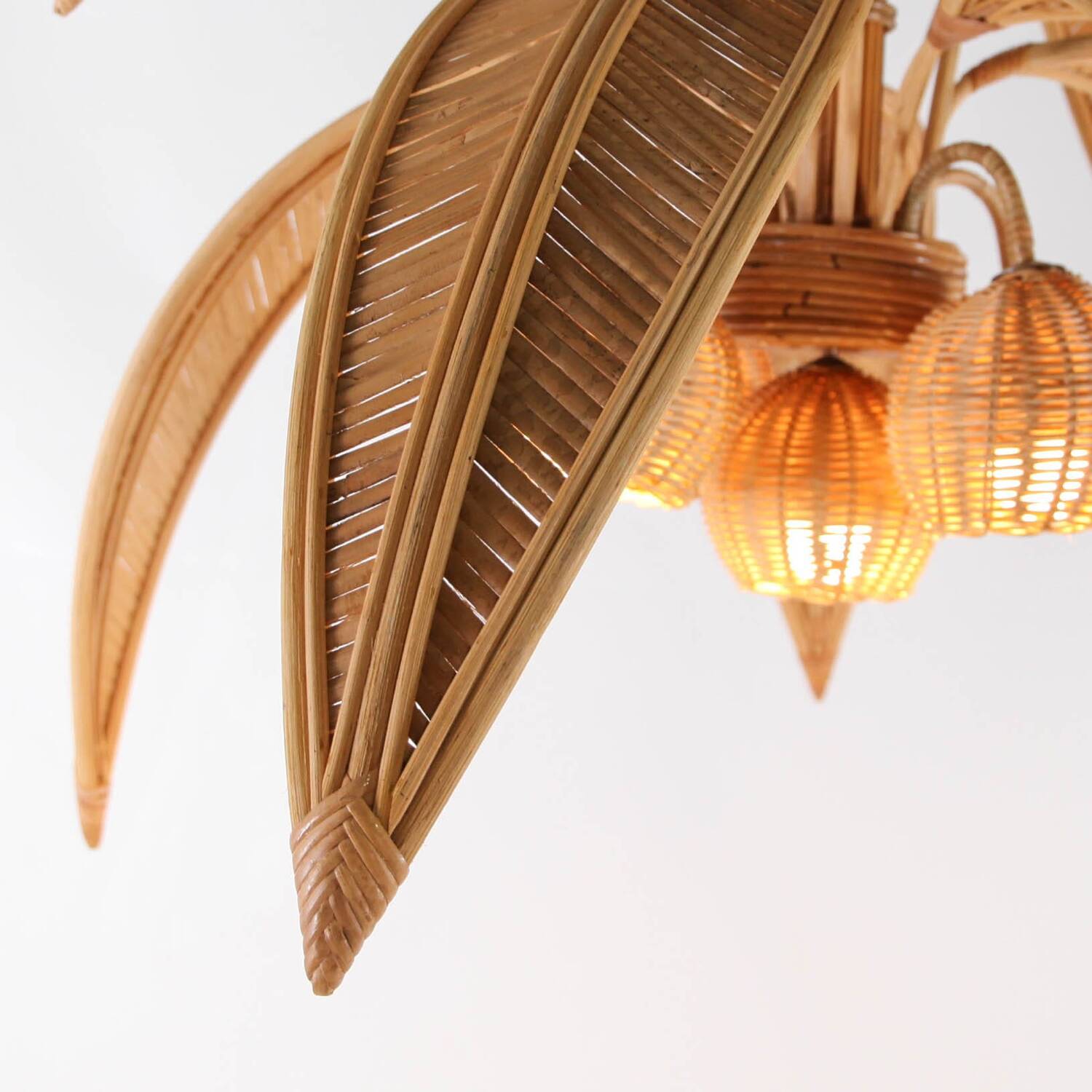 Coconut palm chandelier in rattan