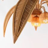 Coconut palm chandelier in rattan