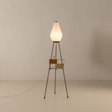 Italian mid-century floor lamp with a newspaper rack in Stilnovo style, 1960s