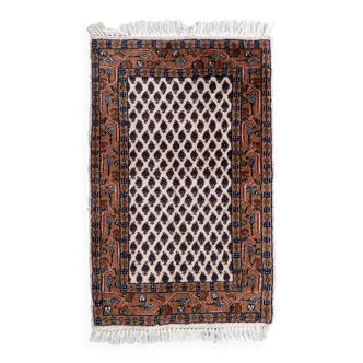 Tapis vintage indien Seraband fait main en laine – 56 x 89 cm – Années 1970