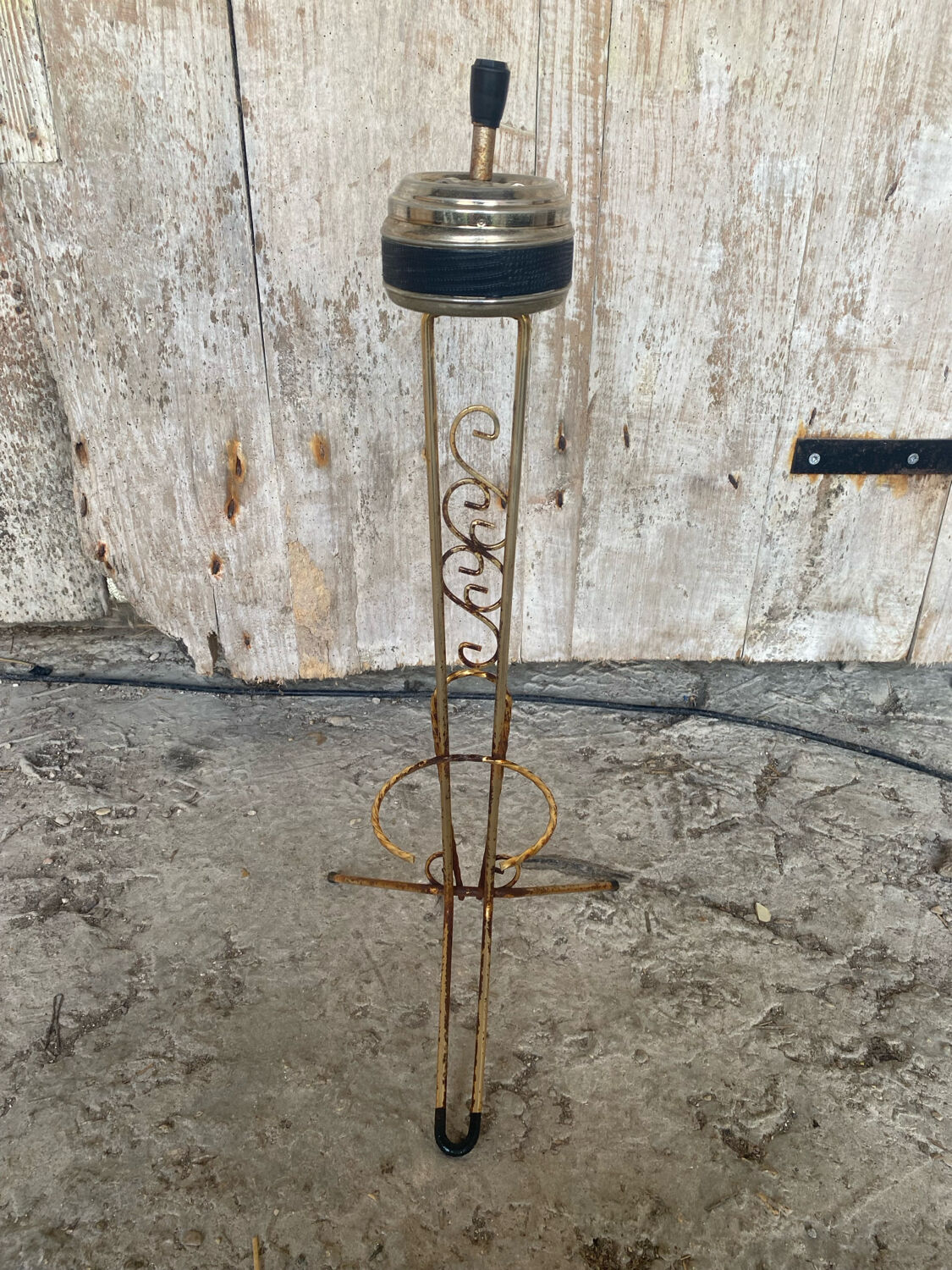 Vintage Golden Metal Stand Ashtray + Magazine Holder France