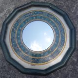 Oriental mirror floral pattern signed vintage