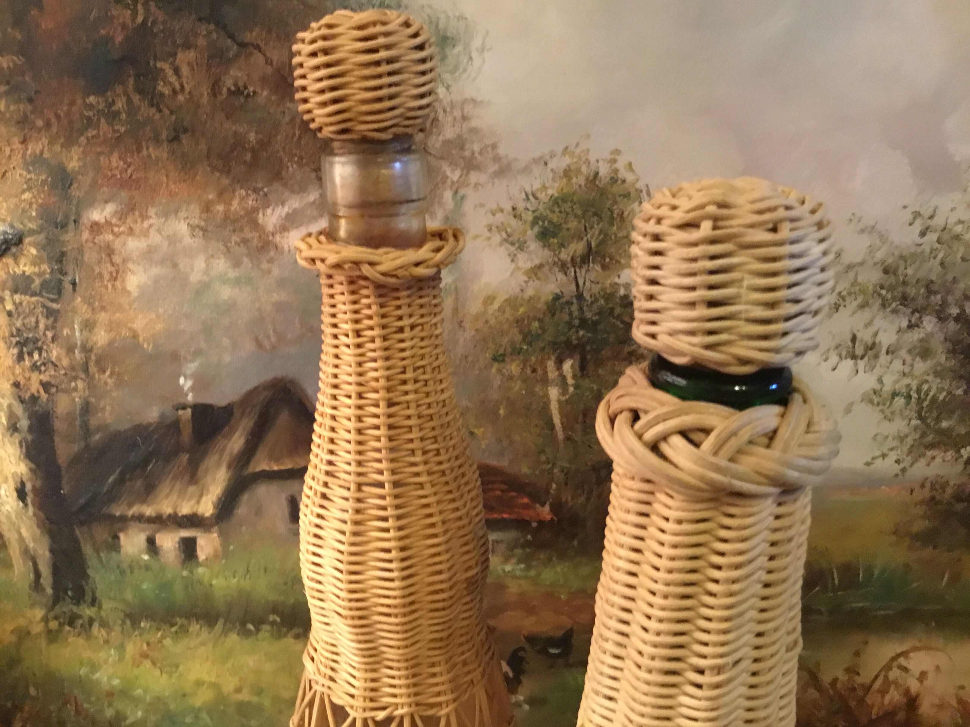 Vintage rattan bottle