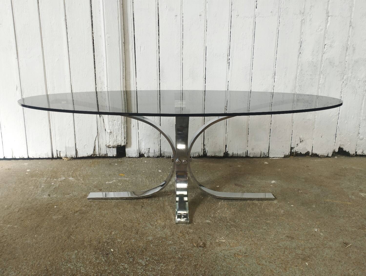 Vintage chrome and smoked glass coffee table