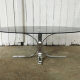 Vintage chrome and smoked glass coffee table