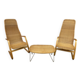Superb set of chairs and a small wicker table.