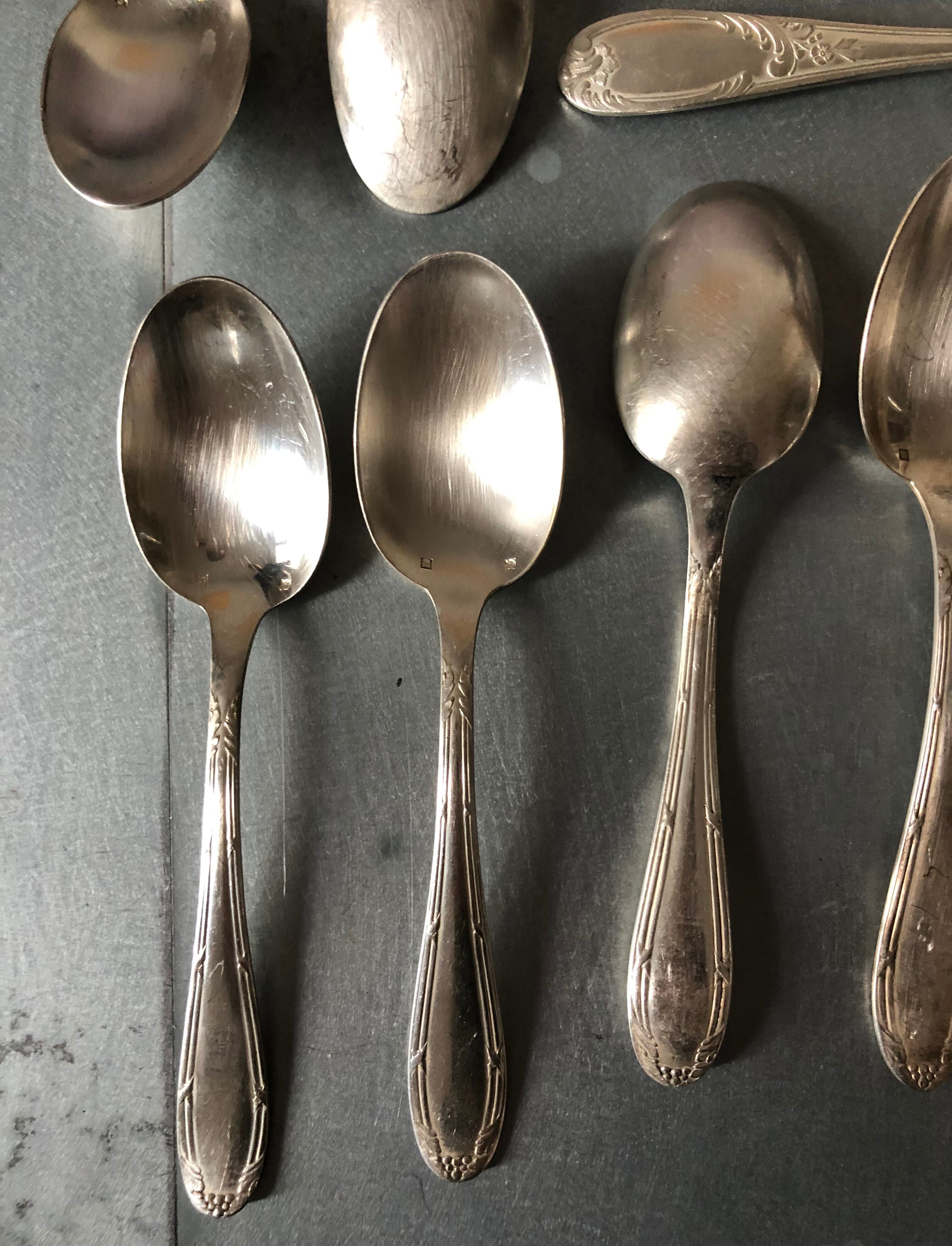 Silver metal spoons