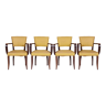 Lot de 4 fauteuils par l’architecte Jules Leleu, Hêtre, années 1930
