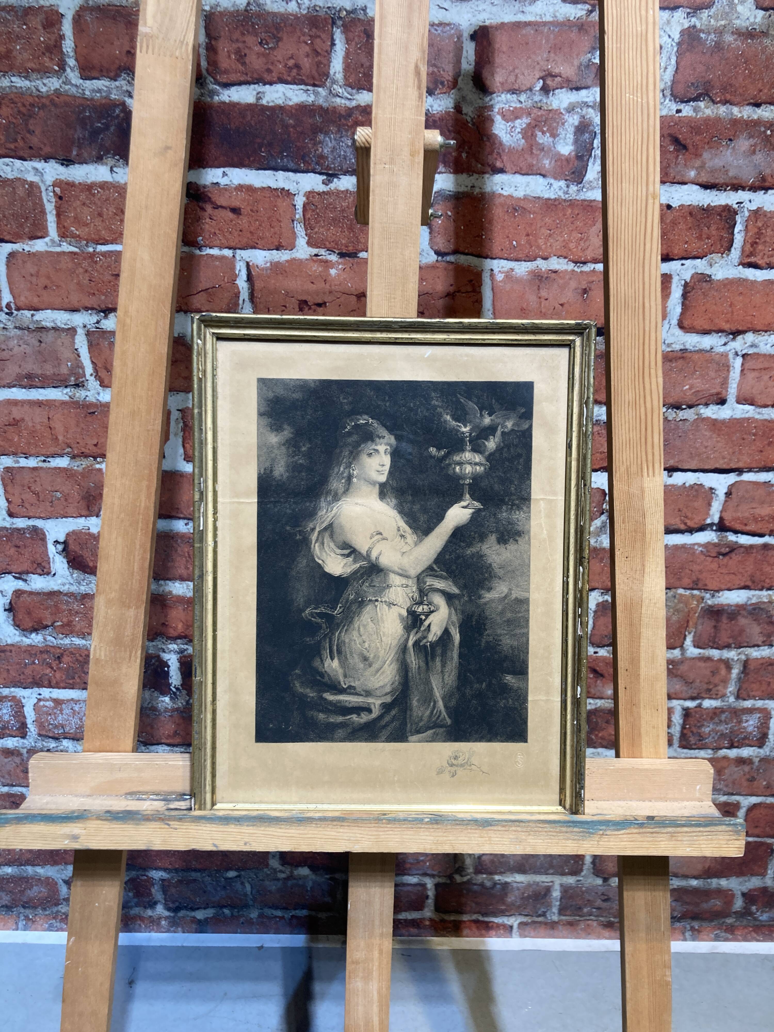 Engraving of a woman.