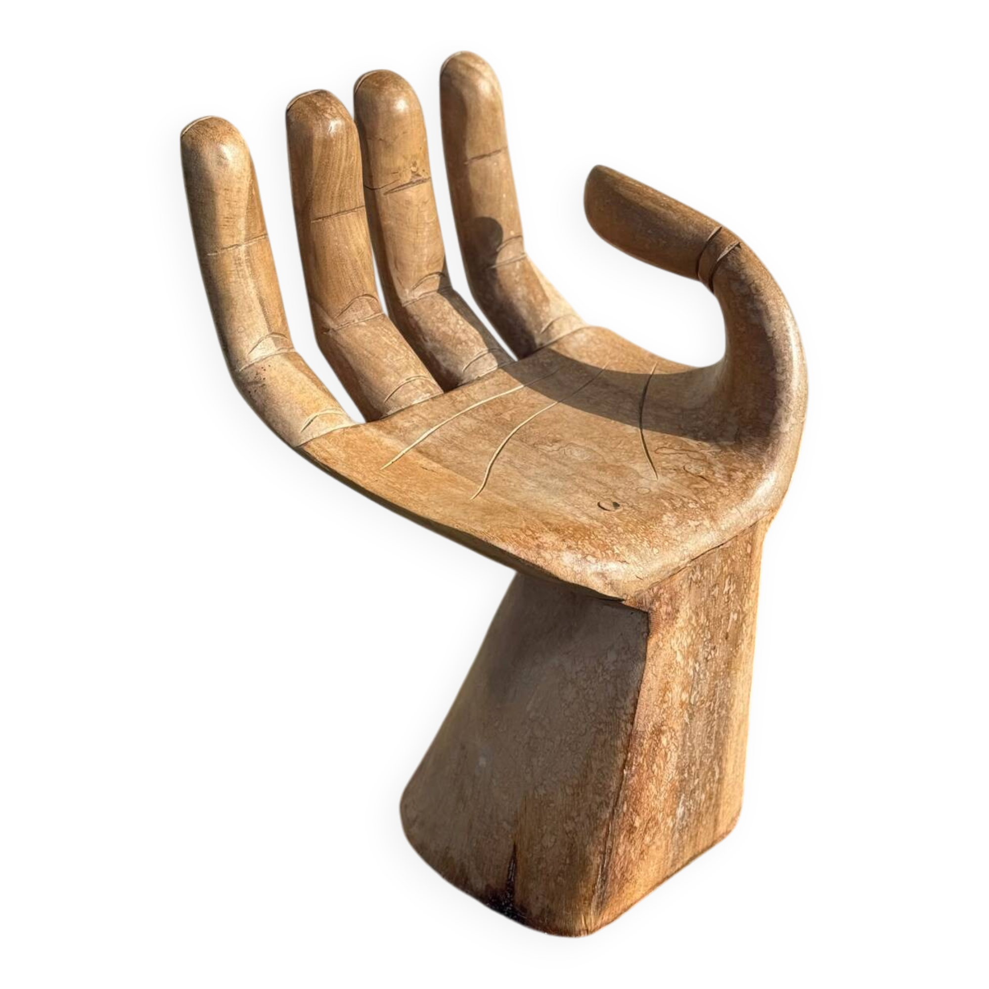 Vintage wooden hand-shaped stool chair