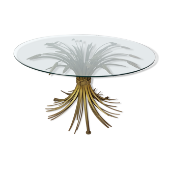 Round coffee table sheaves of wheat circa 1970