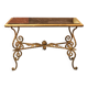 Wrought iron and veined marble coffee table, 1940s-50s