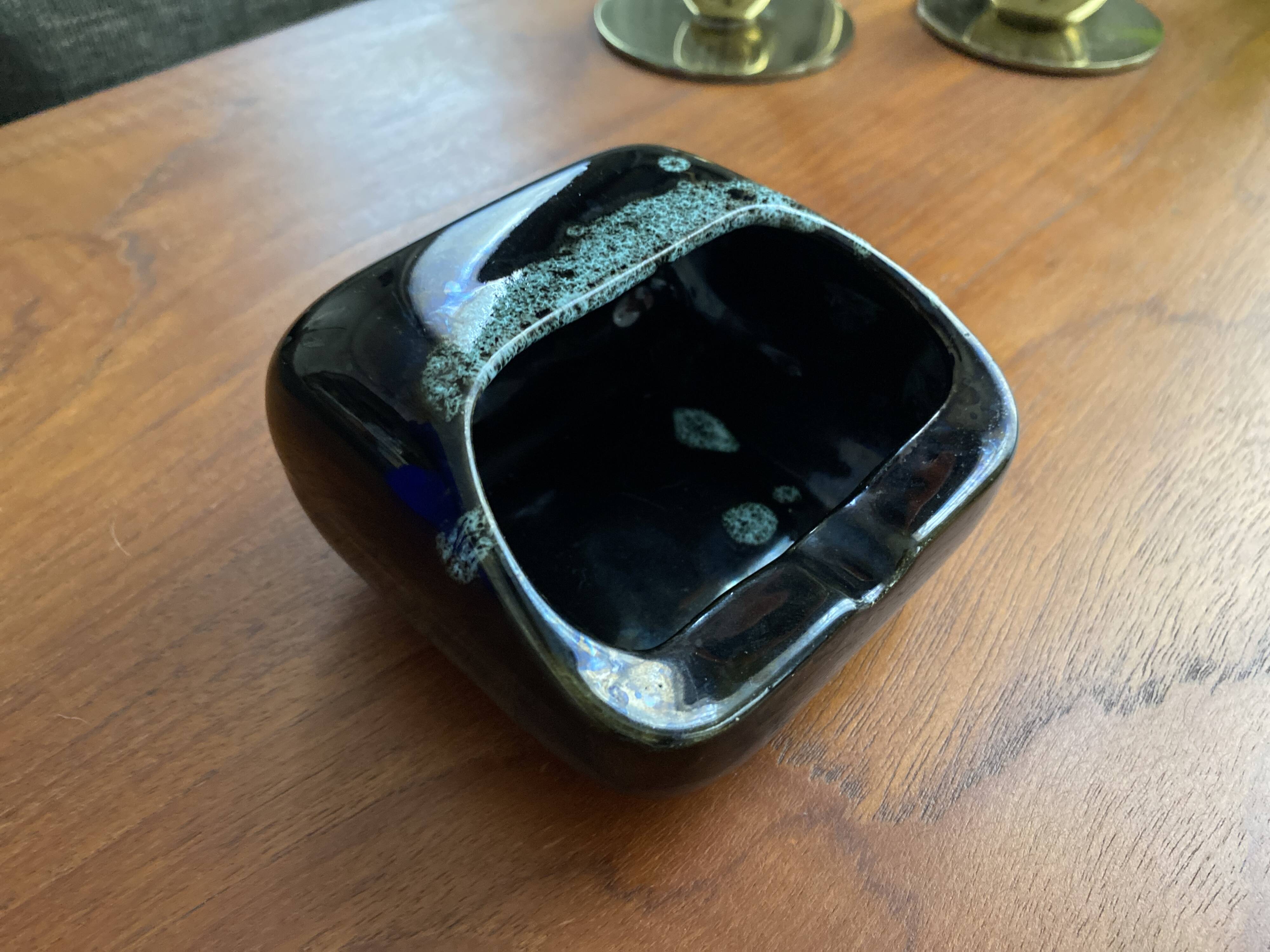 Vintage glazed ceramic ashtray
