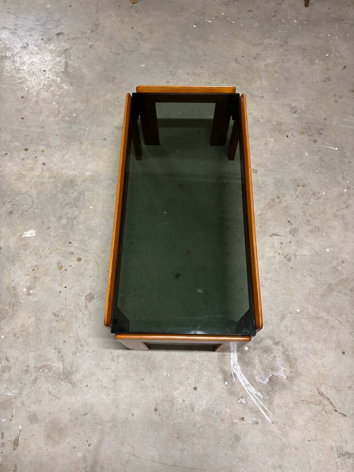 Afra and Tobia Scarpa wood and smoked glass coffee table