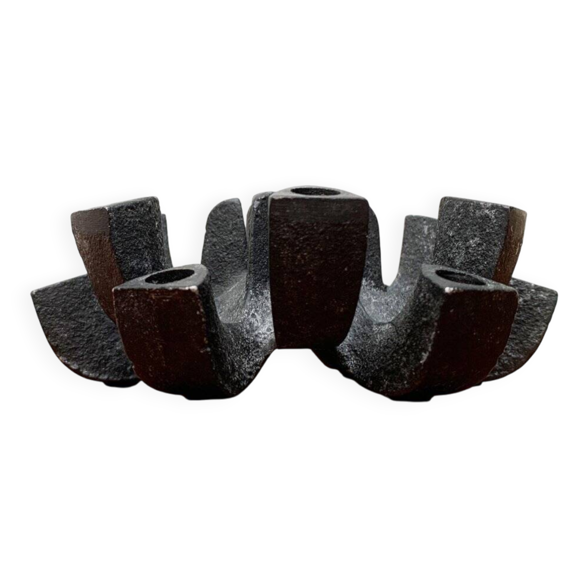 Brutalist cast iron candlestick from mid-century Japan by Jens H. Quistgaard, 1960s.