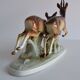 Vintage Porcelain Sculpture Roe Deer and Doe, by Royal Dux, 1960's.