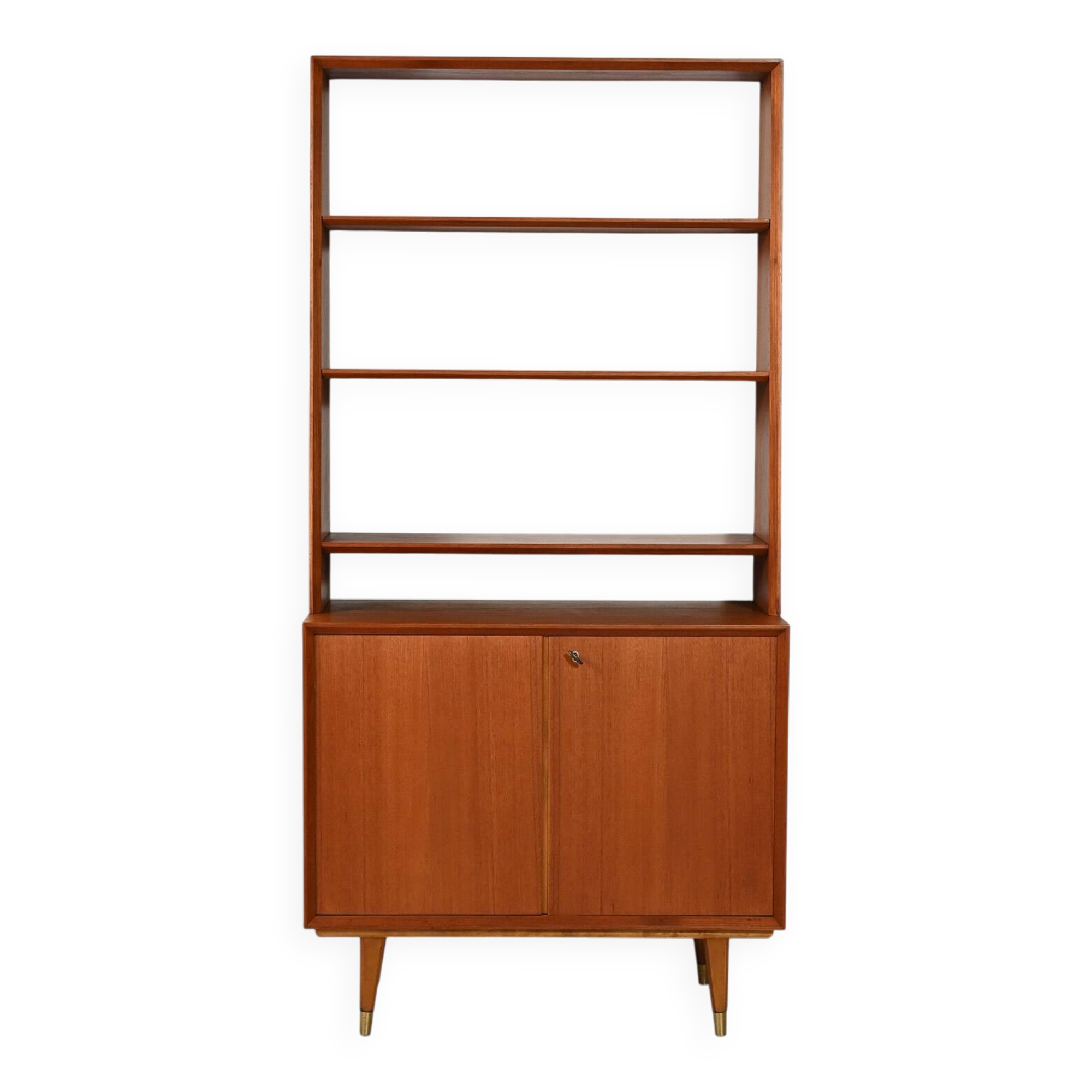 Scandinavian teak bookcase with cabinet, 1950s–1960s