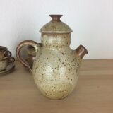 Service à café ou thé en grès, tasses et théière