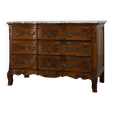 Commode en chêne et marbre Louis XV du XVIIIe siècle, France