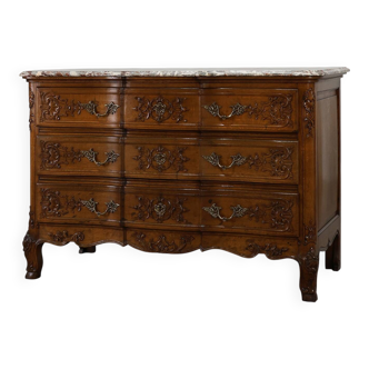 18th Century Louis XV Oak and Marble Chest of Drawers, France