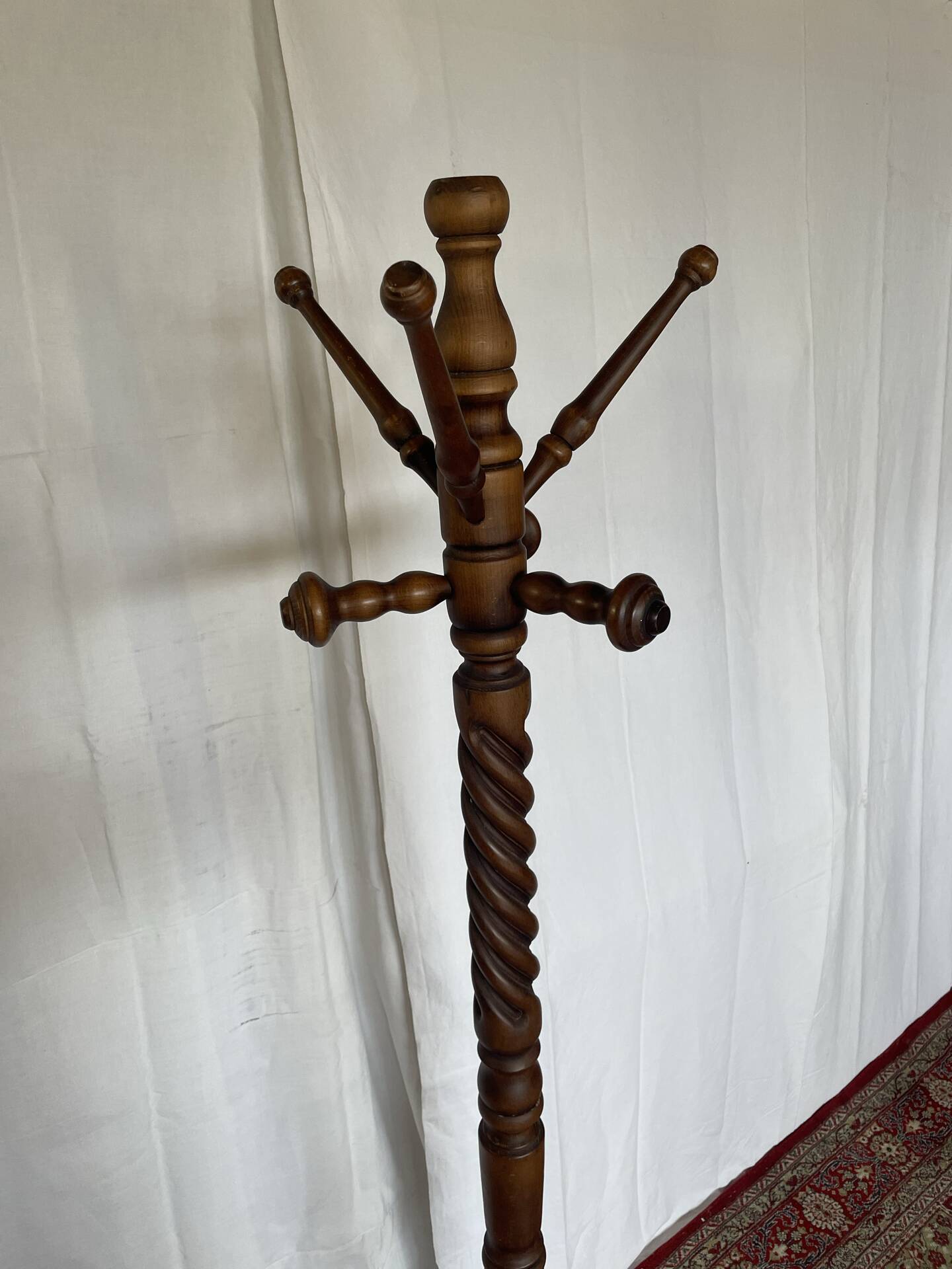 Vintage turned wooden parrot coat rack