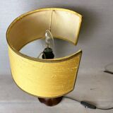Classical wooden table lamp with silk half shade