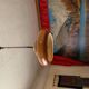 Vintage brown plastic ceiling light with spiral suspension, 1960s, Czech Republic.