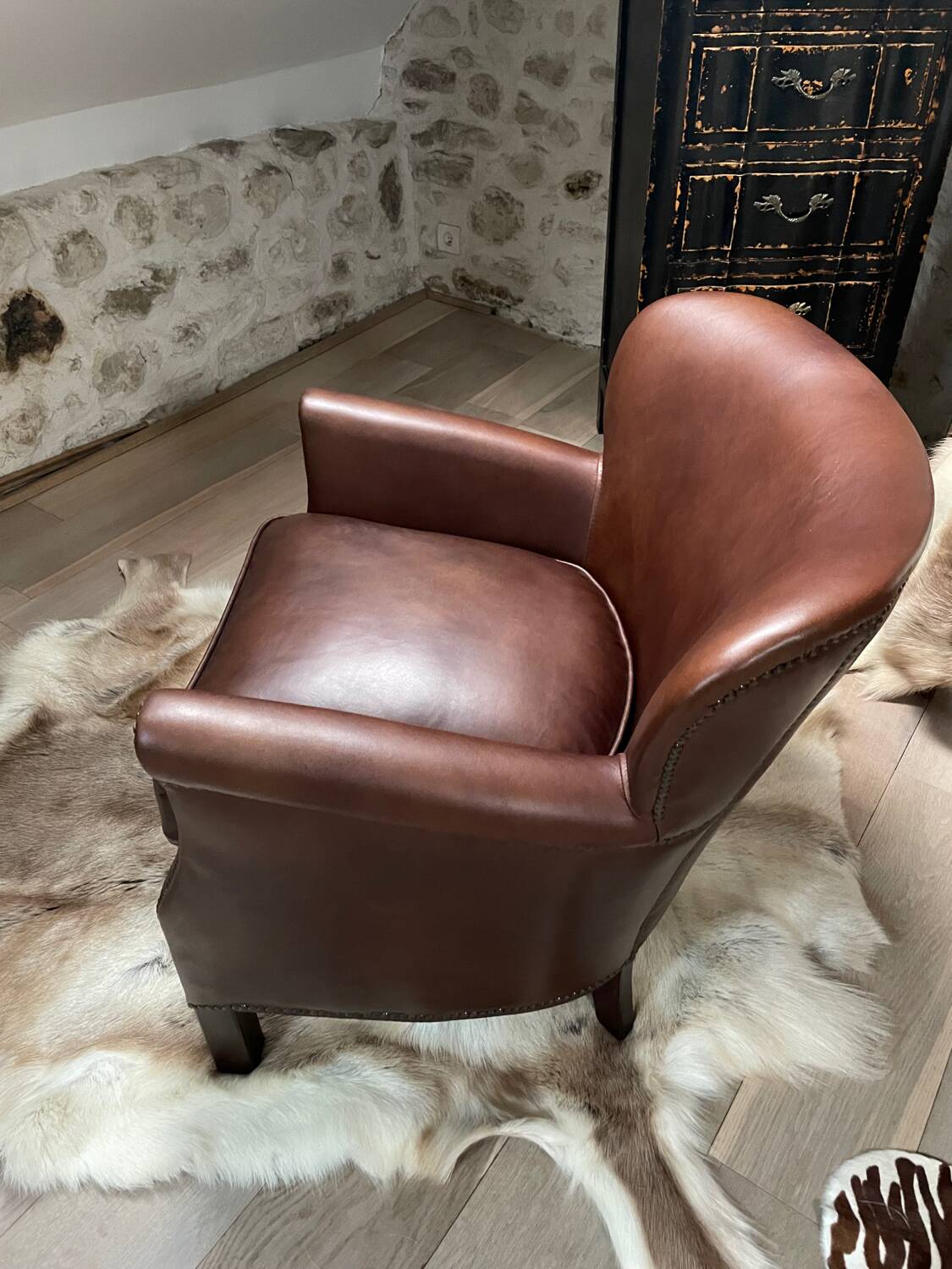 Fauteuil club en cuir