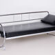 Restored Black Bauhaus Sofa, Designer Robert Slezak, High-Quality Leather, 1930s