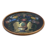 Art Deco painted glass pie dish