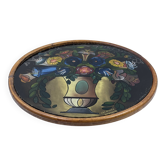 Art Deco painted glass pie dish