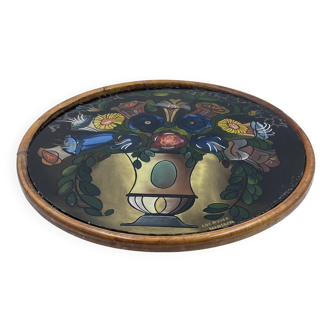 Art Deco painted glass pie plate