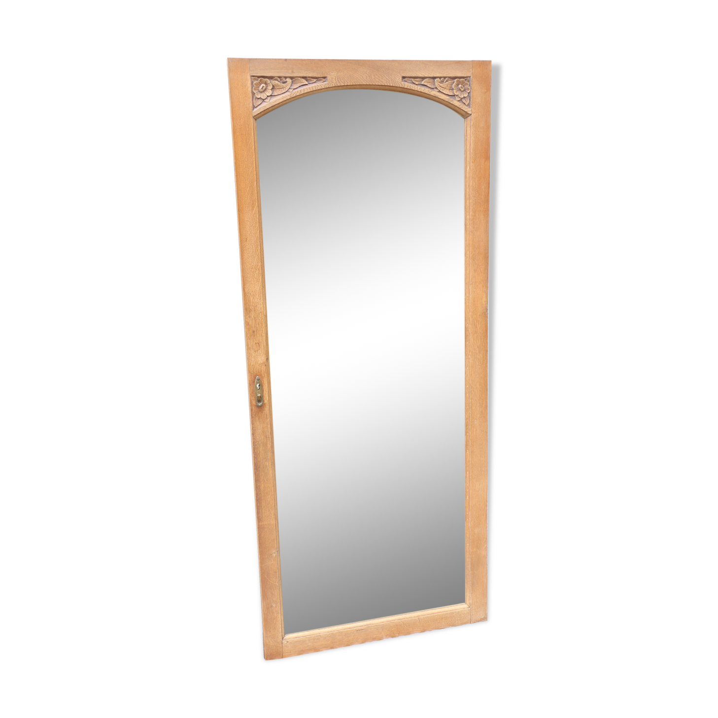 Beveled floor mirror on art deco frame