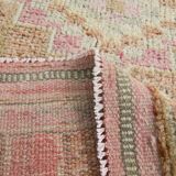 Turkish Pink & Brown Vintage Runner Rug, 78x371Cm