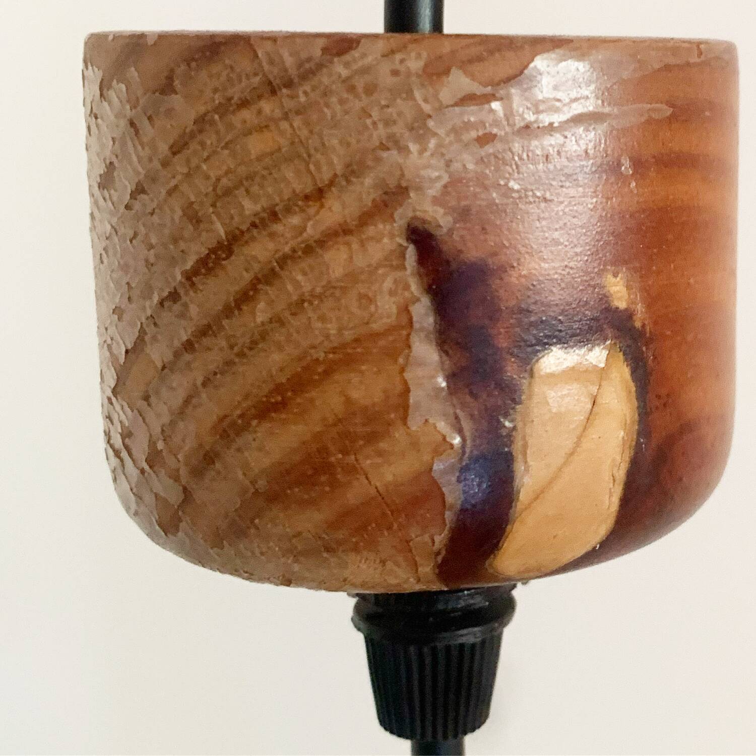Vintage leather and rattan pendant light