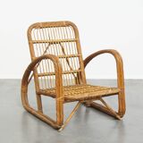 French Rattan Vintage Design Armchair from the 1950s