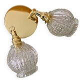 Vintage double tulip wall lamp in molded glass