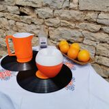 Orange plastic pitcher - vintage - made in france