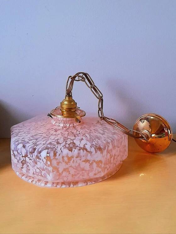 Art Deco glass pendant from Clichy in pink