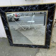 Mirror in brass and white veined black marble from the 70s